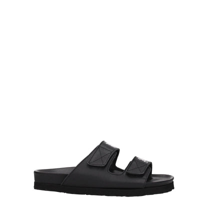 Palm Angels Black Leather Flat Sandals