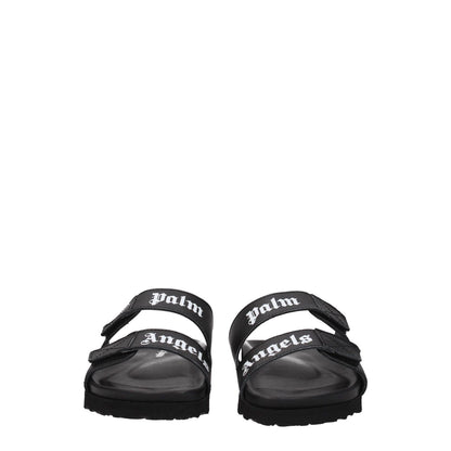 Palm Angels Black Leather Flat Sandals