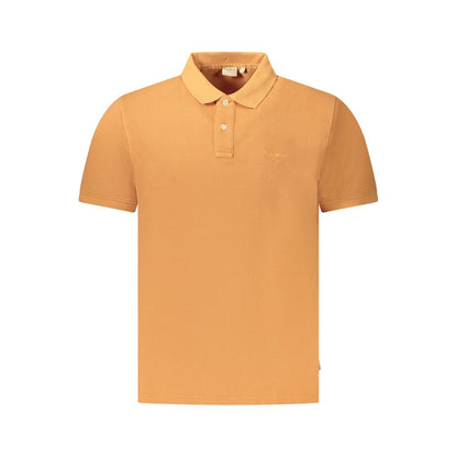 Pepe Jeans Orange Cotton Men Polo Shirt with short sleeves and classic placket.
