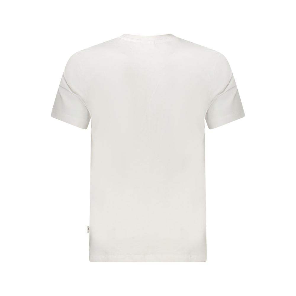 Back view of Pepe Jeans White Cotton Men T-Shirt featuring short sleeves and crew neck, made from sustainable cotton.