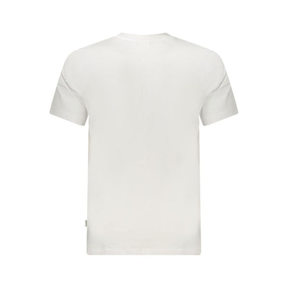 Back view of Pepe Jeans White Cotton Men T-Shirt featuring short sleeves and crew neck, made from sustainable cotton.