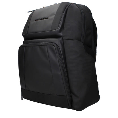 Piquadro Black Nylon Backpack with front logo, back adjustable straps, suitable for iPad/PC cases, MPN CA6220W120N, product code F84161.