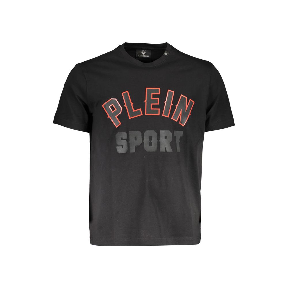 Plein Sport Black Cotton T-Shirt with short sleeves, crew neck, and logo print.
