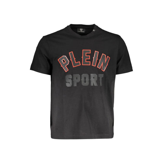 Plein Sport Black Cotton T-Shirt with short sleeves, crew neck, and logo print.