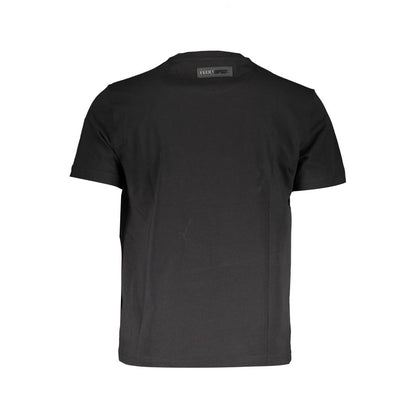 Plein Sport Black Cotton T-Shirt with short sleeves, crew neck, and logo print