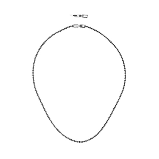 RADIANT JEWELS JEWELRY Mod. RH000016 elegant black beaded necklace with silver clasp.