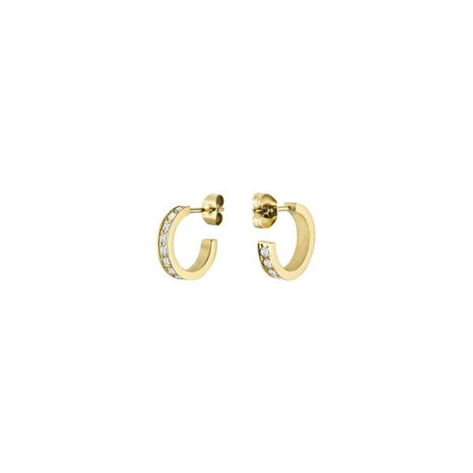 ROSEFIELD JEWELS JEWELRY Mod. JSHSCG-J251 gold hoop earrings with crystals.