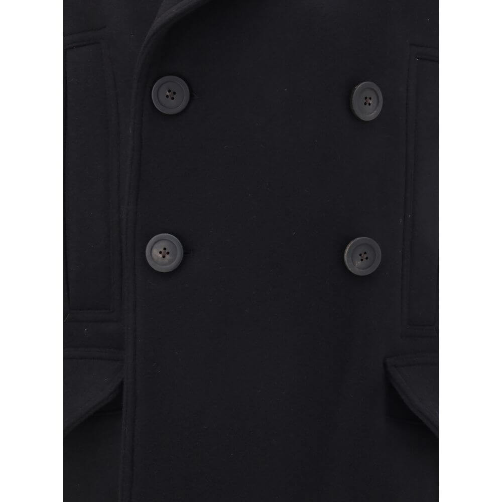 Rick Owens Black Fleece Wool Coat