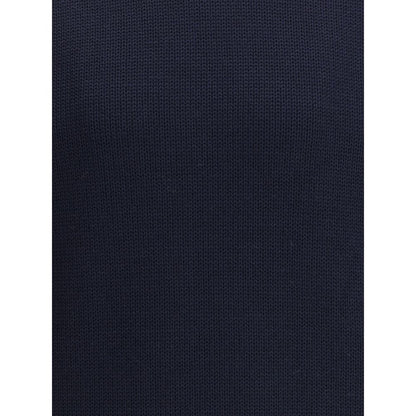 Texture close-up of Roberto Collina Blue Merino Wool Turtleneck, showcasing ribbed details for smart or casual looks.