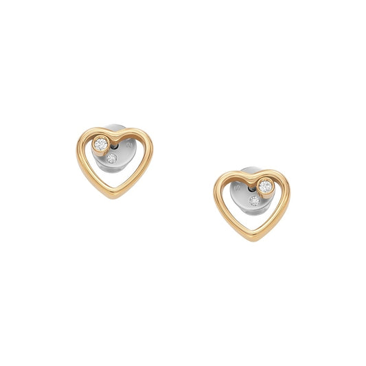 Gold and silver heart-shaped earrings with diamonds, SKAGEN DENMARK JEWELS JEWELRY Mod. SKJB1008710