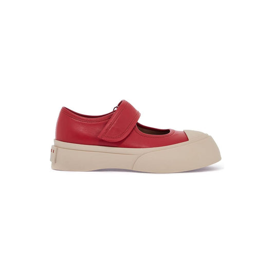 Marni intense crimson calfskin sneakers with velcro closure Sneakers Marni Brown