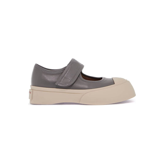Marni gray calfskin low-top sneakers with hook-and-loop closure Sneakers Marni Rosy Brown