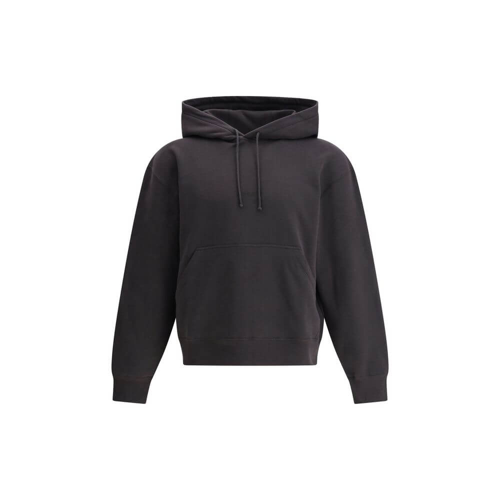 Saint Laurent Black Cotton Sweatshirt with hood and kangaroo pocket