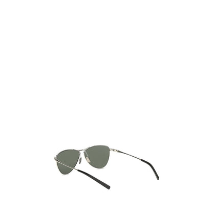 Saint Laurent Silver Metal Sunglasses with triangular metal frame and nylon lenses