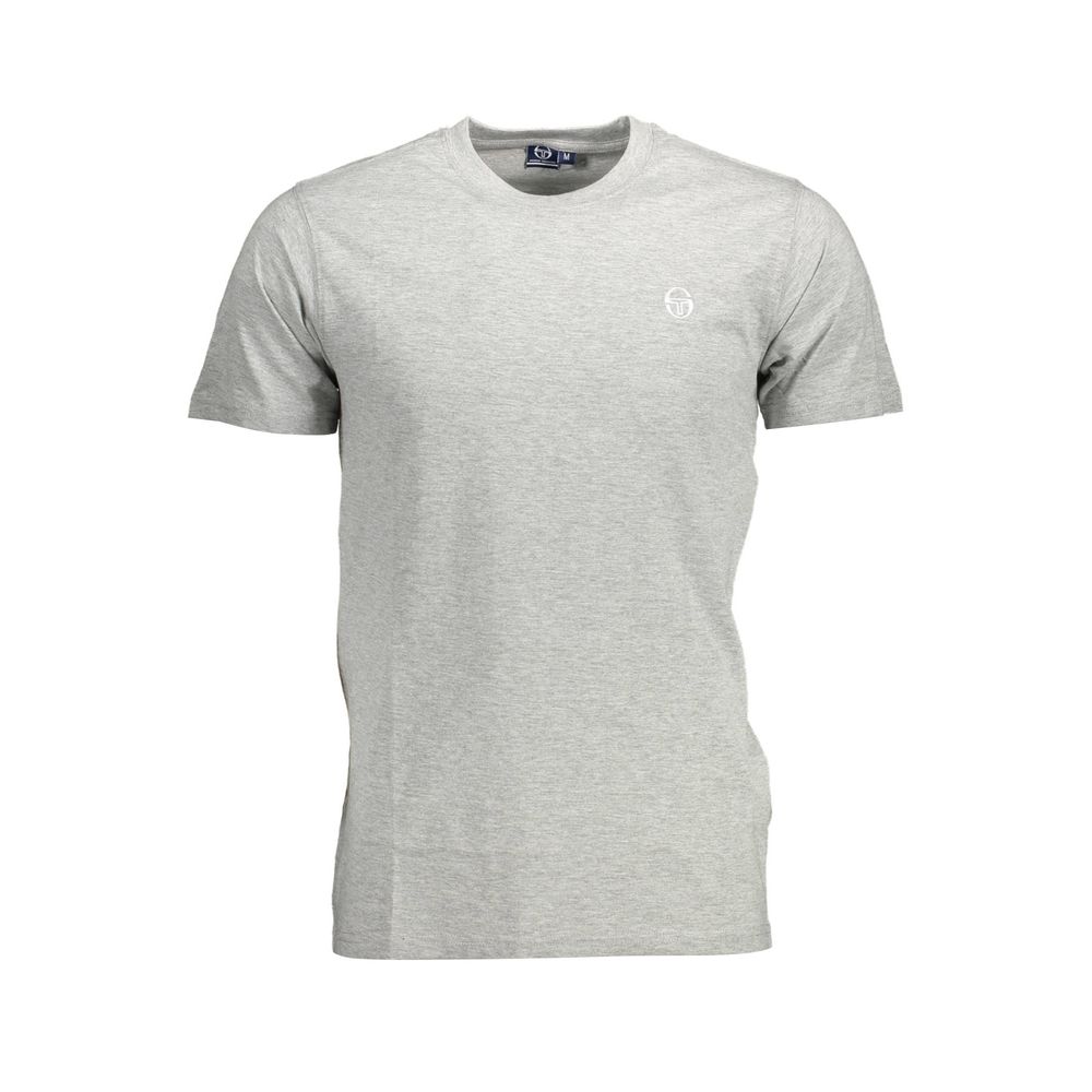 Sergio Tacchini Brown Cotton Men T-Shirt with crew neck and logo embroidery, perfect for a stylish and comfortable fit.