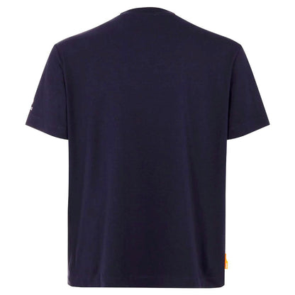 Suns Blue Cotton T-Shirt in dark blue stretch technical fabric, back view
