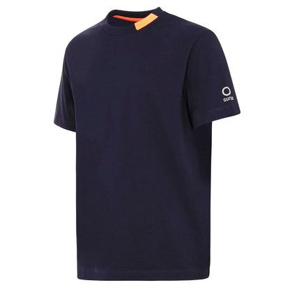 Suns Blue Cotton T-Shirt in dark blue, featuring stretch technical fabric and paolo tag.