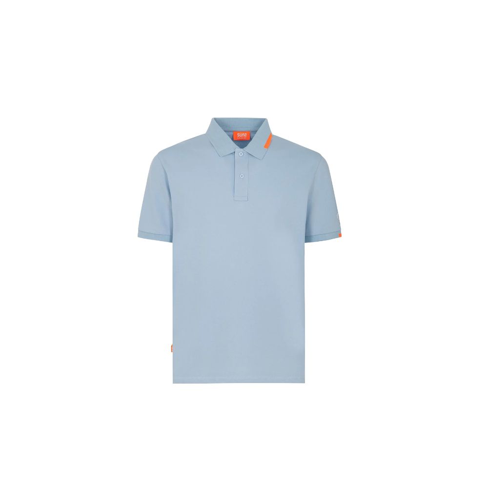 Suns Light Blue Cotton Men Polo Shirt with ribbed collar and button closure