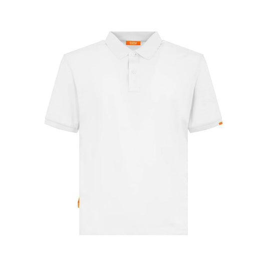 Suns White Cotton Polo Shirt with classic design, perfect for casual wear. Comfortable and stylish for everyday use.
