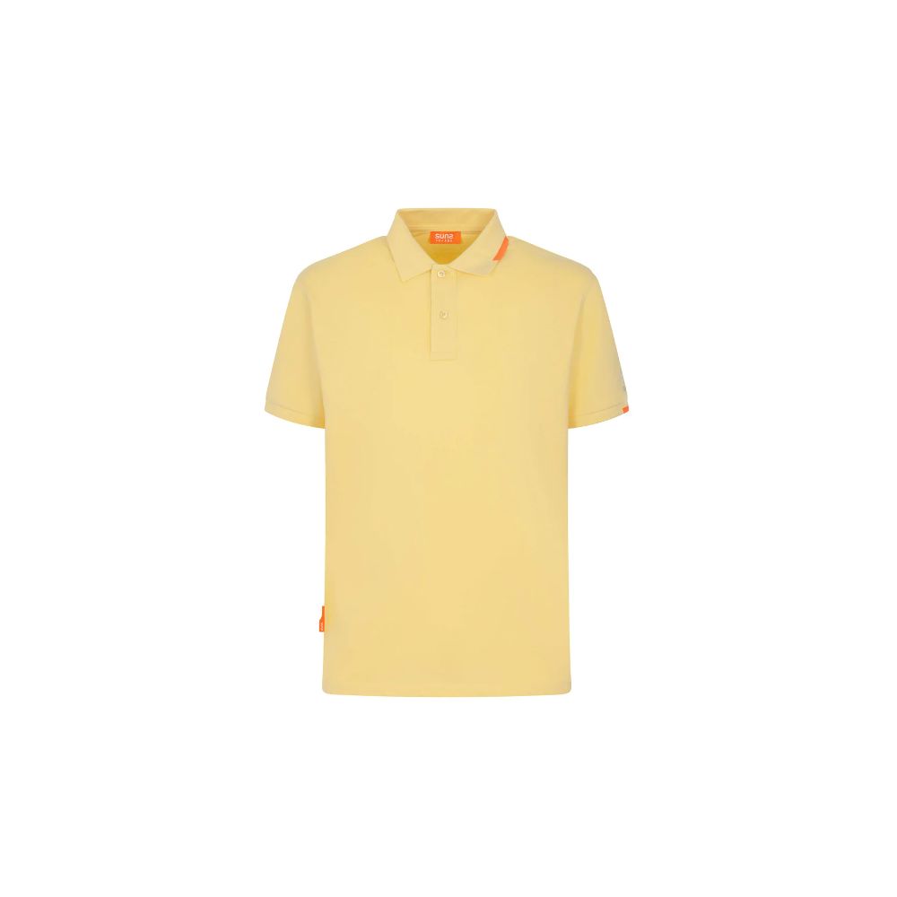 Suns Yellow Cotton Polo Shirt with ribbed collar, left sleeve logo, and front button closure