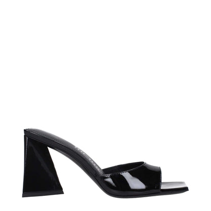 The Attico Black Leather Stiletto Heel Sandals