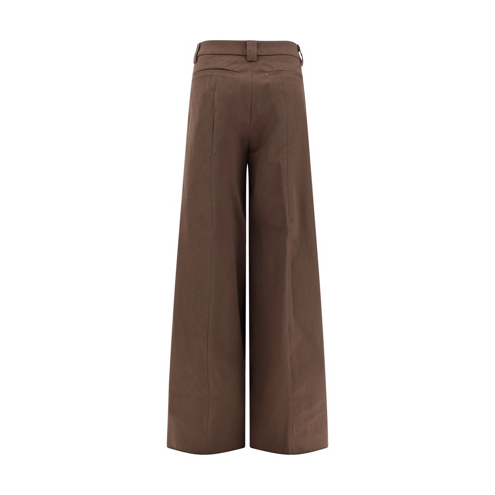 The Latest Brown Cotton Casual Pants featuring wide-leg design, high-waisted fit, and belt loops for added style and comfort.