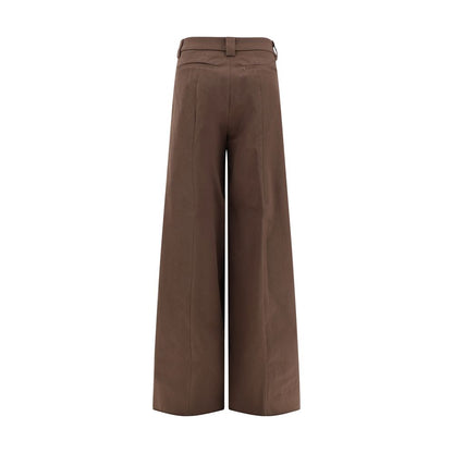 The Latest Brown Cotton Casual Pants featuring wide-leg design, high-waisted fit, and belt loops for added style and comfort.