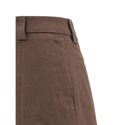The Latest Brown Cotton Casual Pants with wide-leg design and belt loops for a chic, comfortable fit.