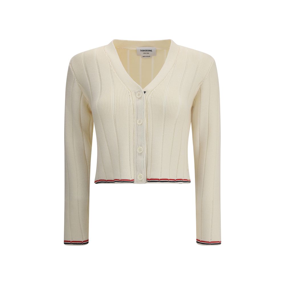Thom Browne Cream Fleece Wool Cardigan