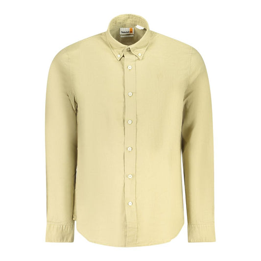 Timberland Beige Cotton Men Shirt with button-down collar and slim fit design