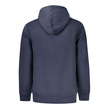 Timberland Blue Cotton Men Sweater made from 100% organic cotton, featuring bold blue hue and long sleeves, view of backside.