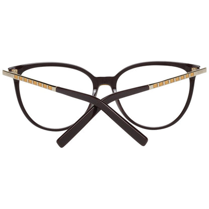 Tod's Brown Metal & Plastic Glasses (Frames) for women, full-rim round style with demo lenses and brown frame, size 55-16-140.