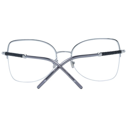 Front view of Tod's Silver Metal Glasses (Frames) for women, featuring full-rim silver metal frame, butterfly style, and demo plastic lenses.