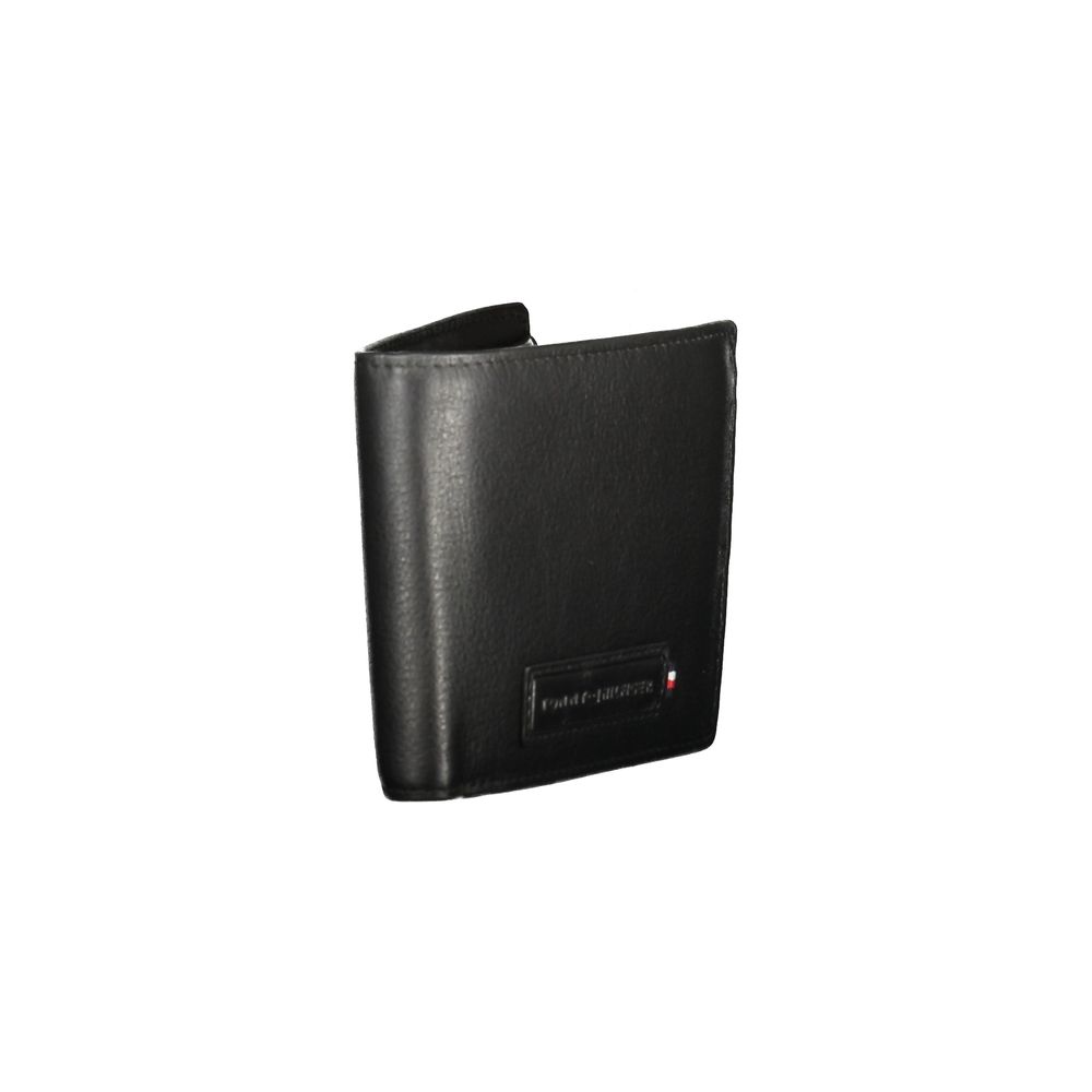 Tommy Hilfiger Black Leather Men Wallet showcasing sleek design and craftsmanship.