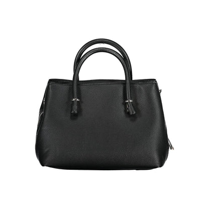 Tommy Hilfiger Black Polyethylene Handbag with handles, adjustable strap, and pockets; features contrasting details and logo.