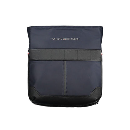 Tommy Hilfiger Blue Polyester Men Shoulder Bag with adjustable strap and iconic logo, made with 50% recycled materials.