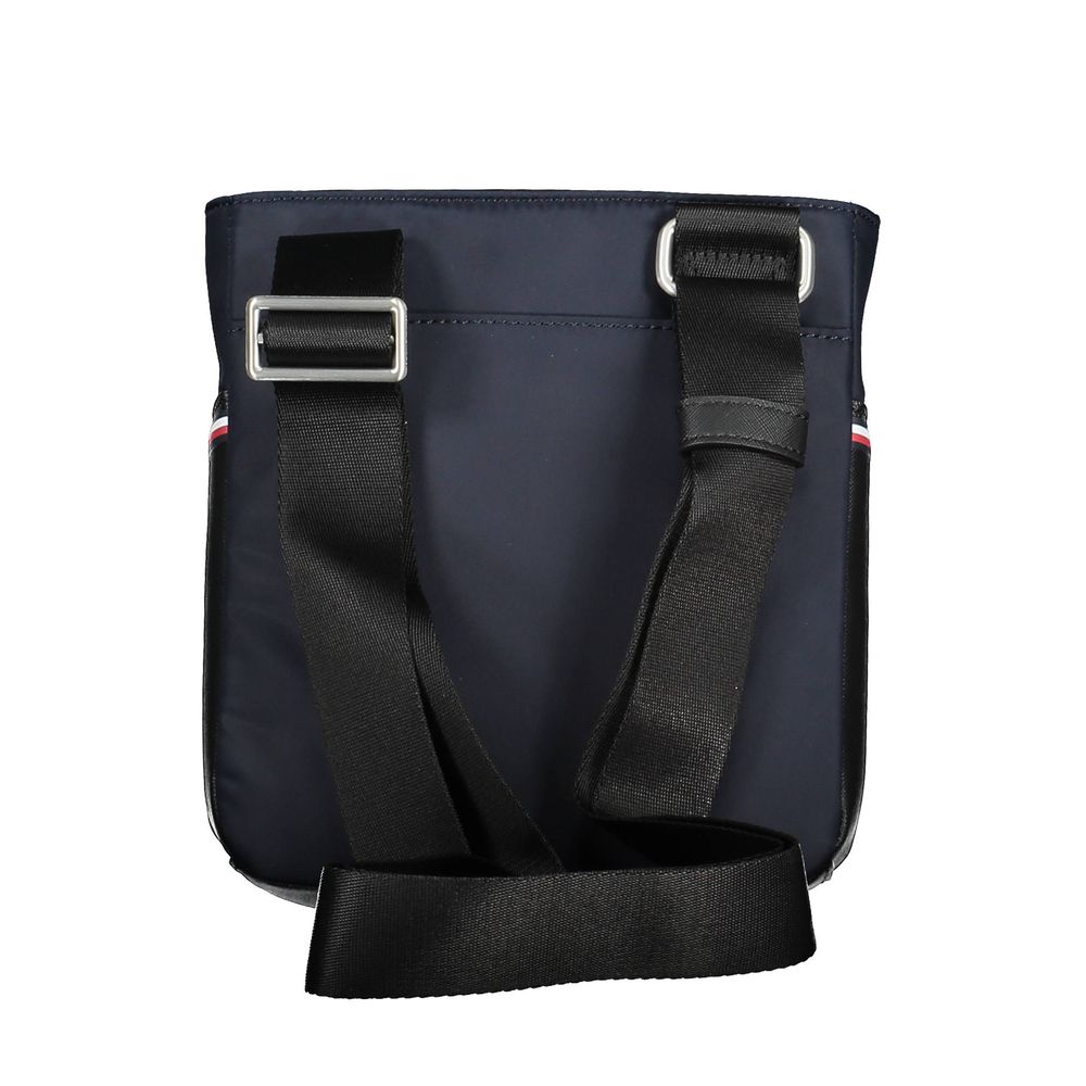 Tommy Hilfiger Blue Polyester Men Shoulder Bag with adjustable strap and eco-friendly design featuring iconic logo.