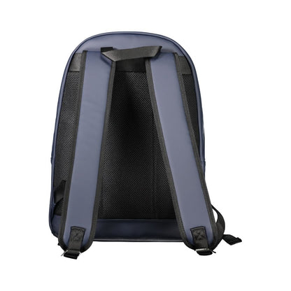 Back view of Tommy Hilfiger Blue Polyethylene Backpack with adjustable shoulder straps and handle