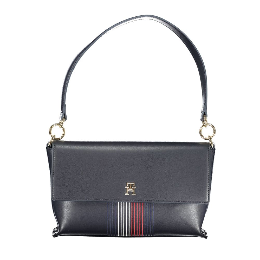 Tommy Hilfiger Blue Polyethylene Handbag with adjustable shoulder strap and contrasting details, featuring logo and automatic closure.