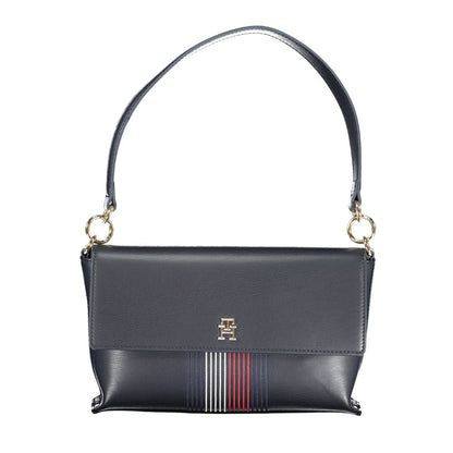 Tommy Hilfiger Blue Polyethylene Handbag with adjustable shoulder strap and contrasting details, featuring logo and automatic closure.