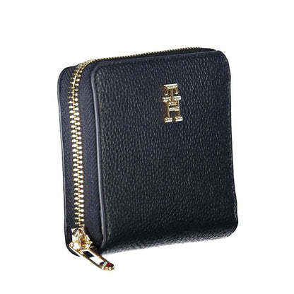 Tommy Hilfiger Blue Polyethylene Women Wallet with iconic logo and zip closure for style and functionality.