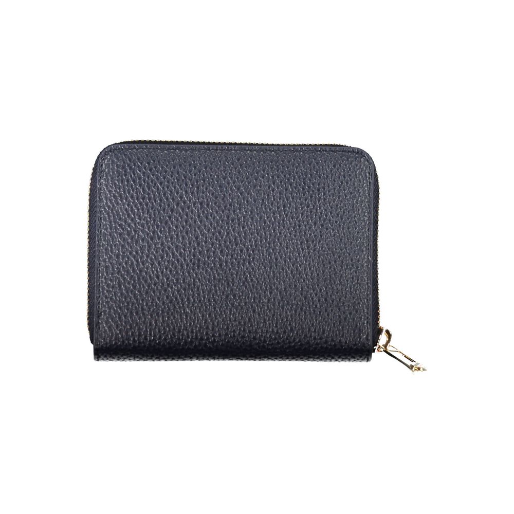 Tommy Hilfiger Blue Polyethylene Women Wallet with multiple compartments and coin purse, featuring durable materials and iconic logo.
