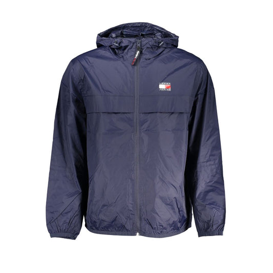 Tommy Hilfiger Blue Recycled Nylon Men Jacket with hood and logo