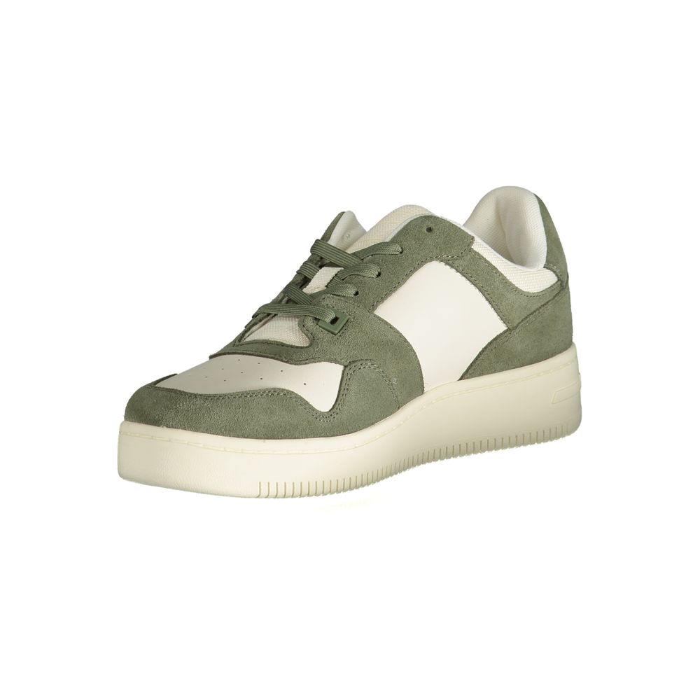 Tommy Hilfiger Green Polyester Sneaker with laces, contrast details, and logo emblem on side.