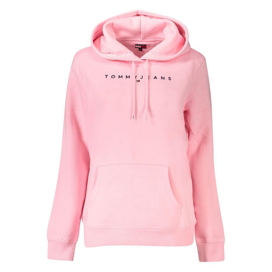 Tommy Hilfiger Tommy Hilfiger Pink Cotton Women Sweater Drape yourself in the casual elegance of Tommy Hilfiger with this chic long-sleeve hooded sweatshirt. A blend of comfort and trend, it features a convenient central pocket, and is adorned with the ic