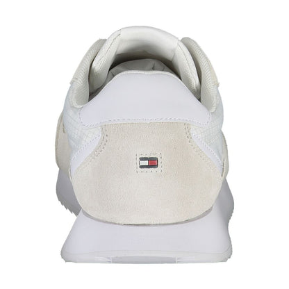 Rear view of Tommy Hilfiger White Polyester Men Sneaker with logo