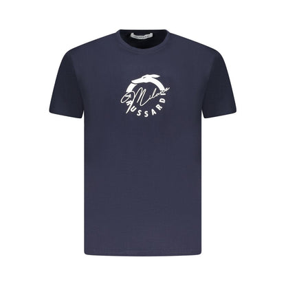 Trussardi Blue Cotton Men T-Shirt with signature logo and distinctive print, crew neck