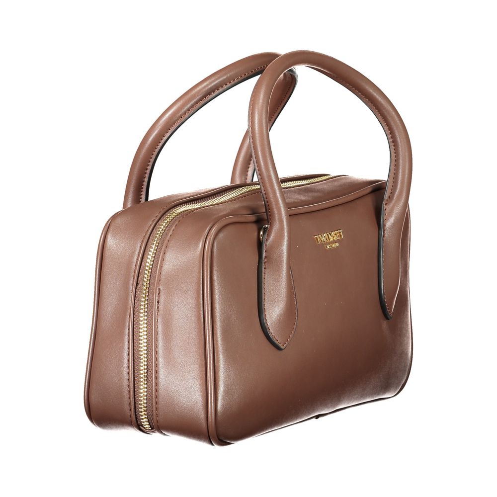 Twinset Brown Polyethylene Women Handbag with top handle and zip closure