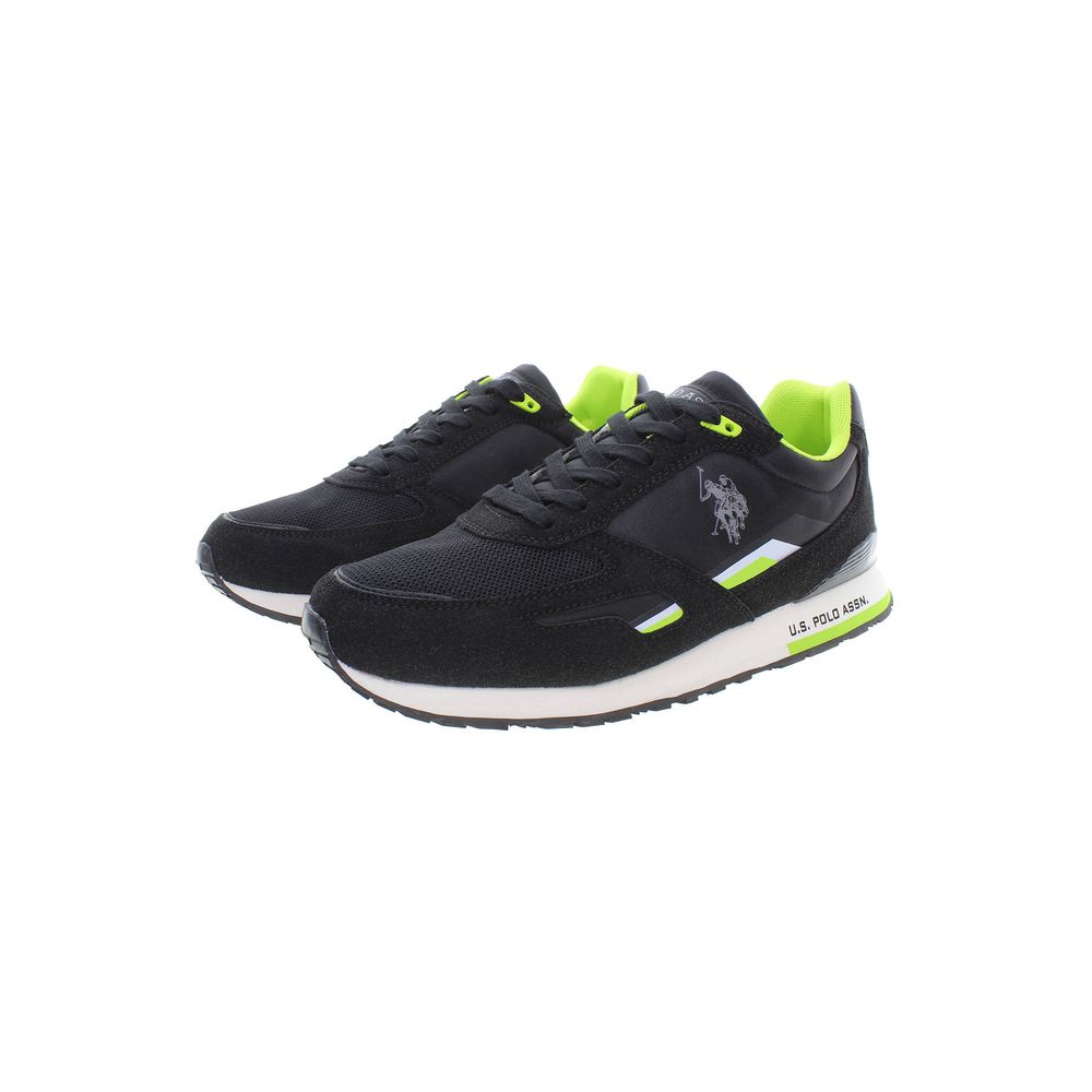 U.S. POLO ASSN. Black Polyester Sneaker with logo, laces, and contrasting details, ideal for sports activities.