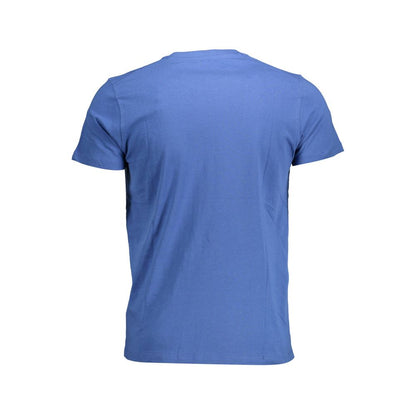 Back view of U.S. POLO ASSN. Blue Cotton Men T-Shirt showcasing short sleeves and premium fabric.
